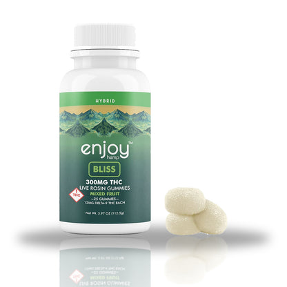 Enjoy Hemp live rosin gummies 25ct bottle with gummies — Bliss 300MG (Hybrid)