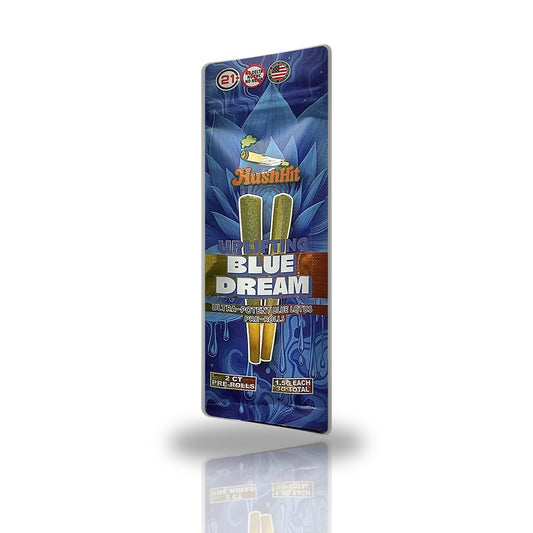 HushHit Blue Dream Uplifting ultra-potent blue lotus pre-rolls 2ct pouch