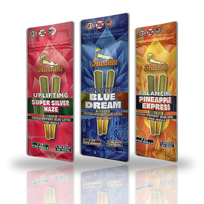 HushHit Ultra-Potent Blue Lotus Pre-Rolls 2ct - Super Silver Haze, Blue Dream, Pineapple Express