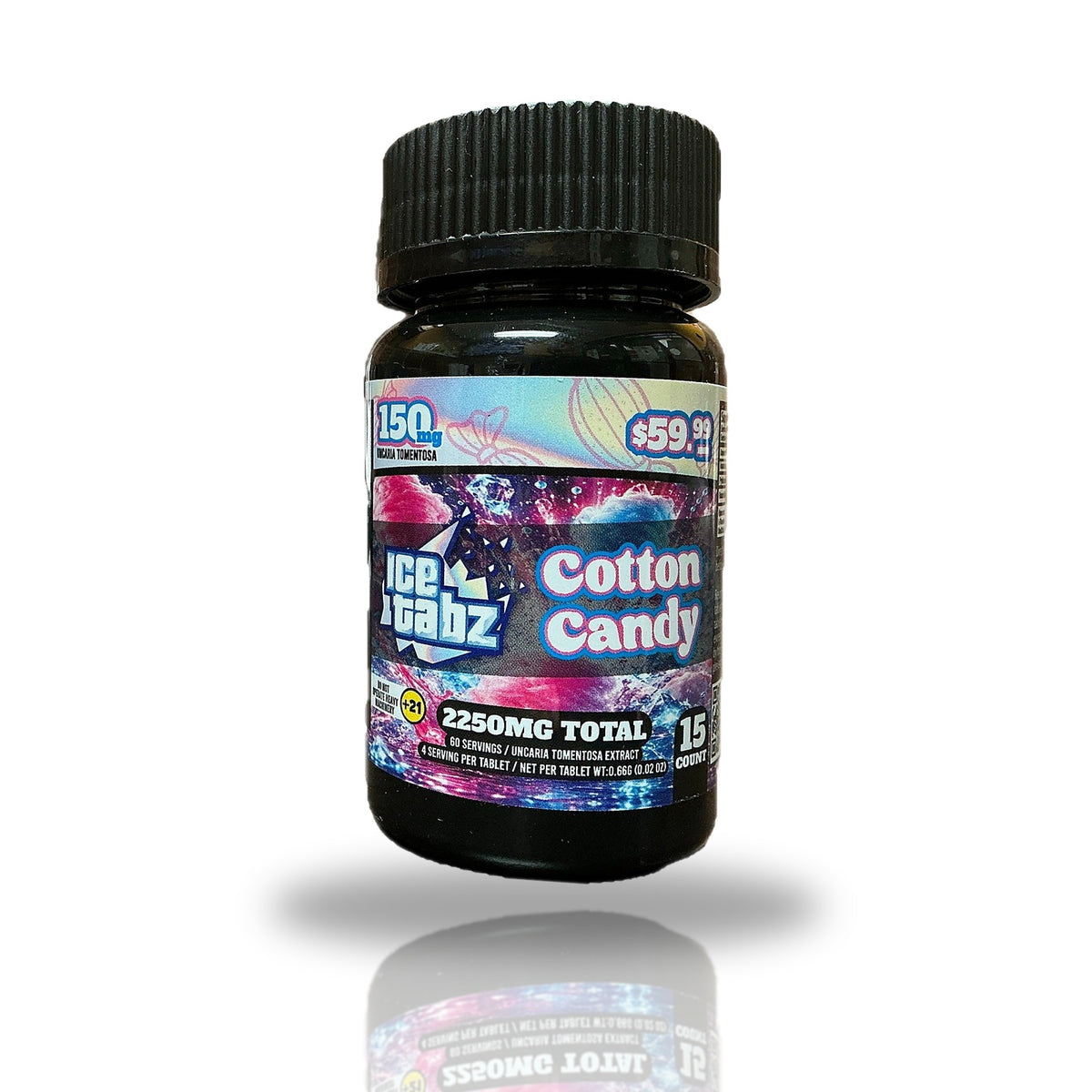 Ice Tabz Cotton Candy 15ct bottle - 3-D product view