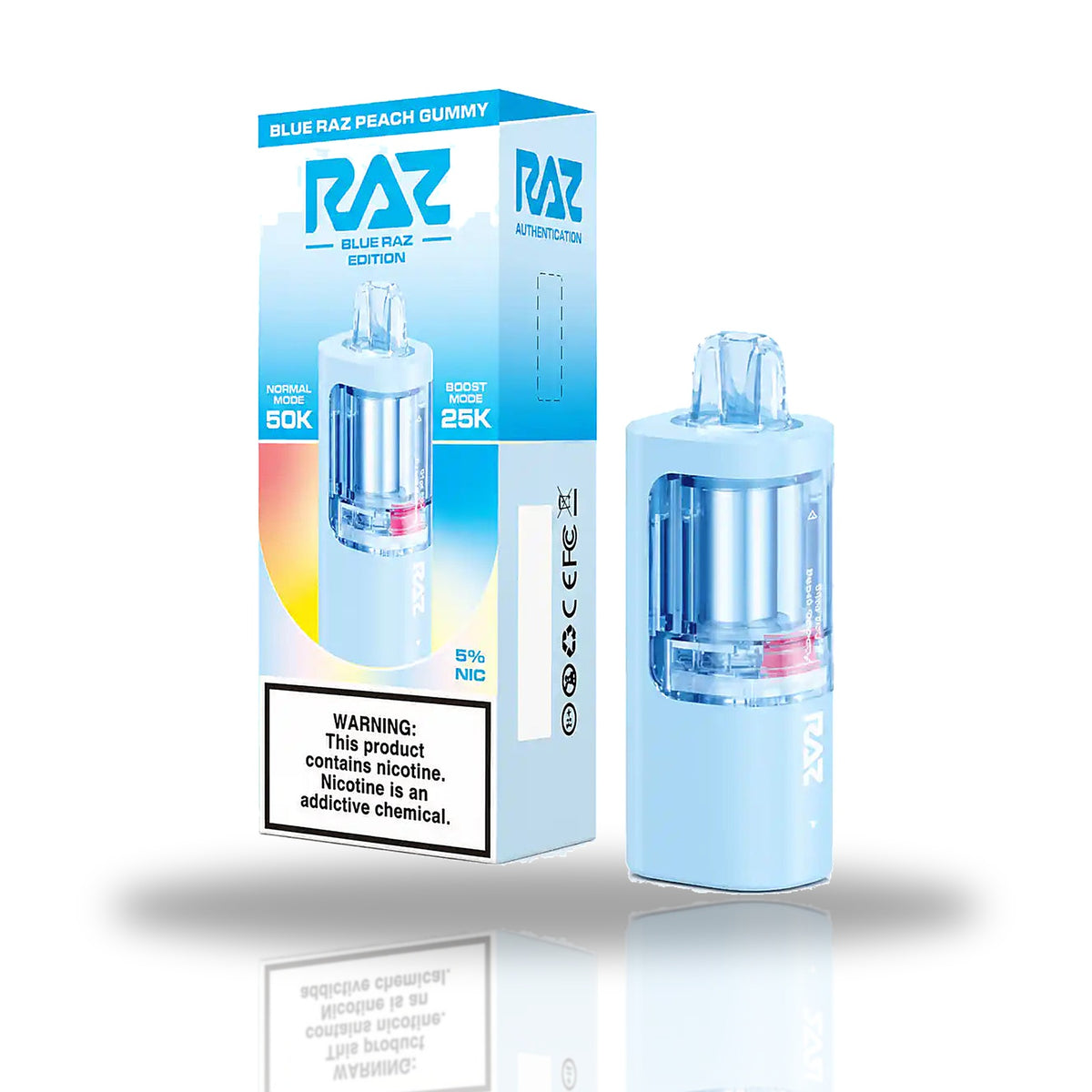 Blue Raz Peach Gummy — pod — RAZ Vue 50K Pods