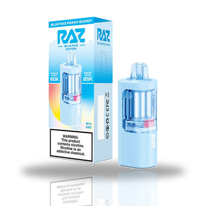 Blue Raz Peach Gummy — pod — RAZ Vue 50K Pods