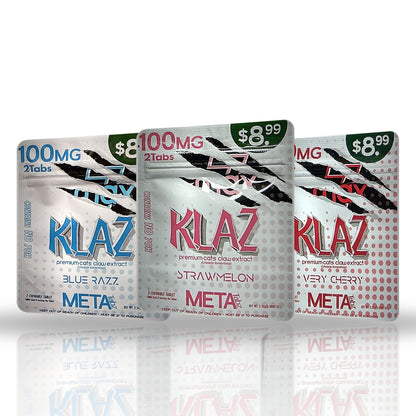 Meta Tabz Klaz 100MG cat's claw chewable tablets 2ct pouch — all flavors