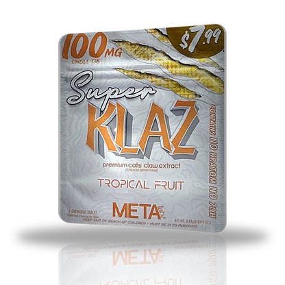 Meta Tabz Super Klaz 100MG cat's claw chewable tablet 1ct pouch - Tropical Fruit