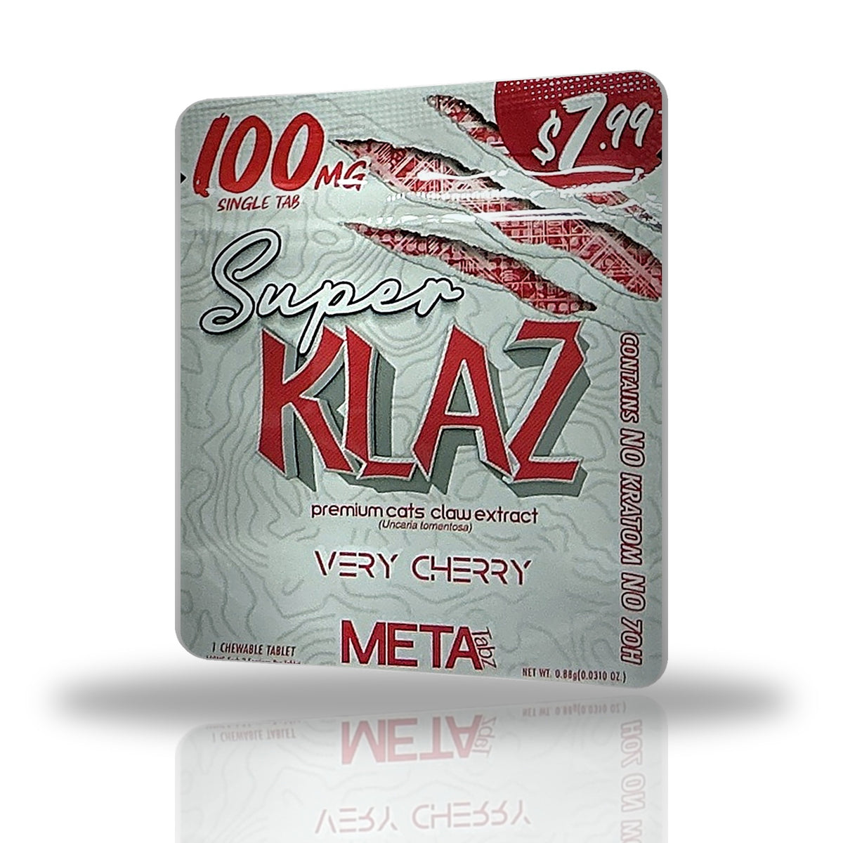 Meta Tabz Super Klaz 100MG cat's claw chewable tablet 1ct pouch - Very Cherry