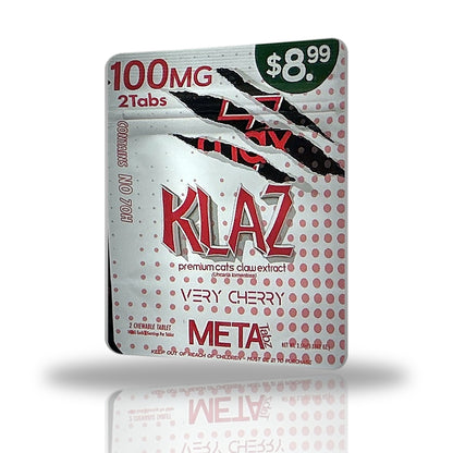 Meta Tabz Klaz 100MG cat's claw chewable tablets 2ct pouch — Very Cherry