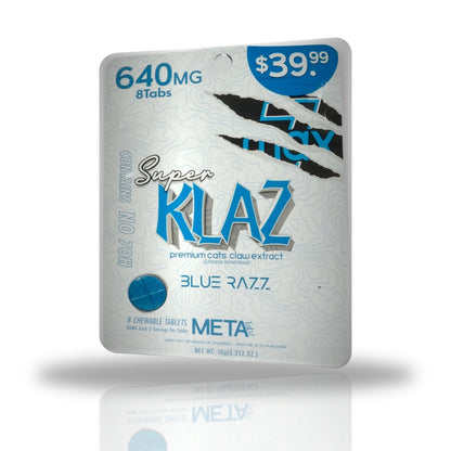 Meta Tabz Super Klaz 640MG cat's claw chewable tablets 8ct pouch - Blue Razz
