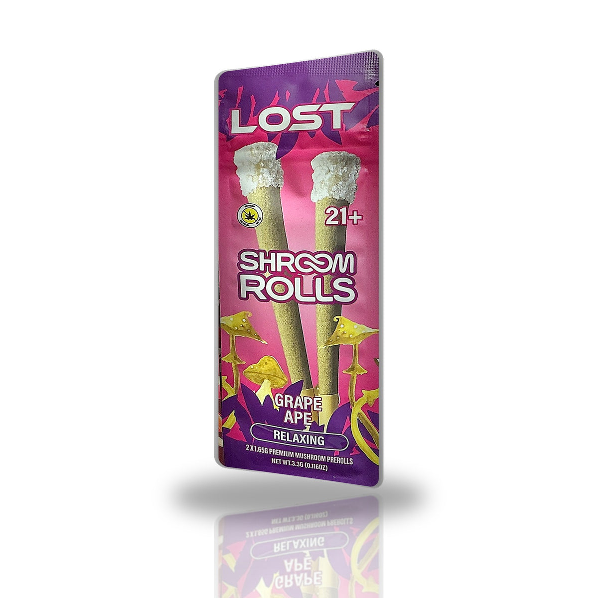 Lost Shroom Rolls Grape Ape mushroom pre-rolls 2ct pouch