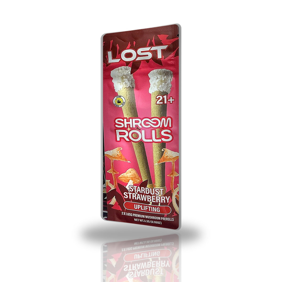 Lost Shroom Rolls Stardust Strawberry mushroom pre-rolls 2ct pouch