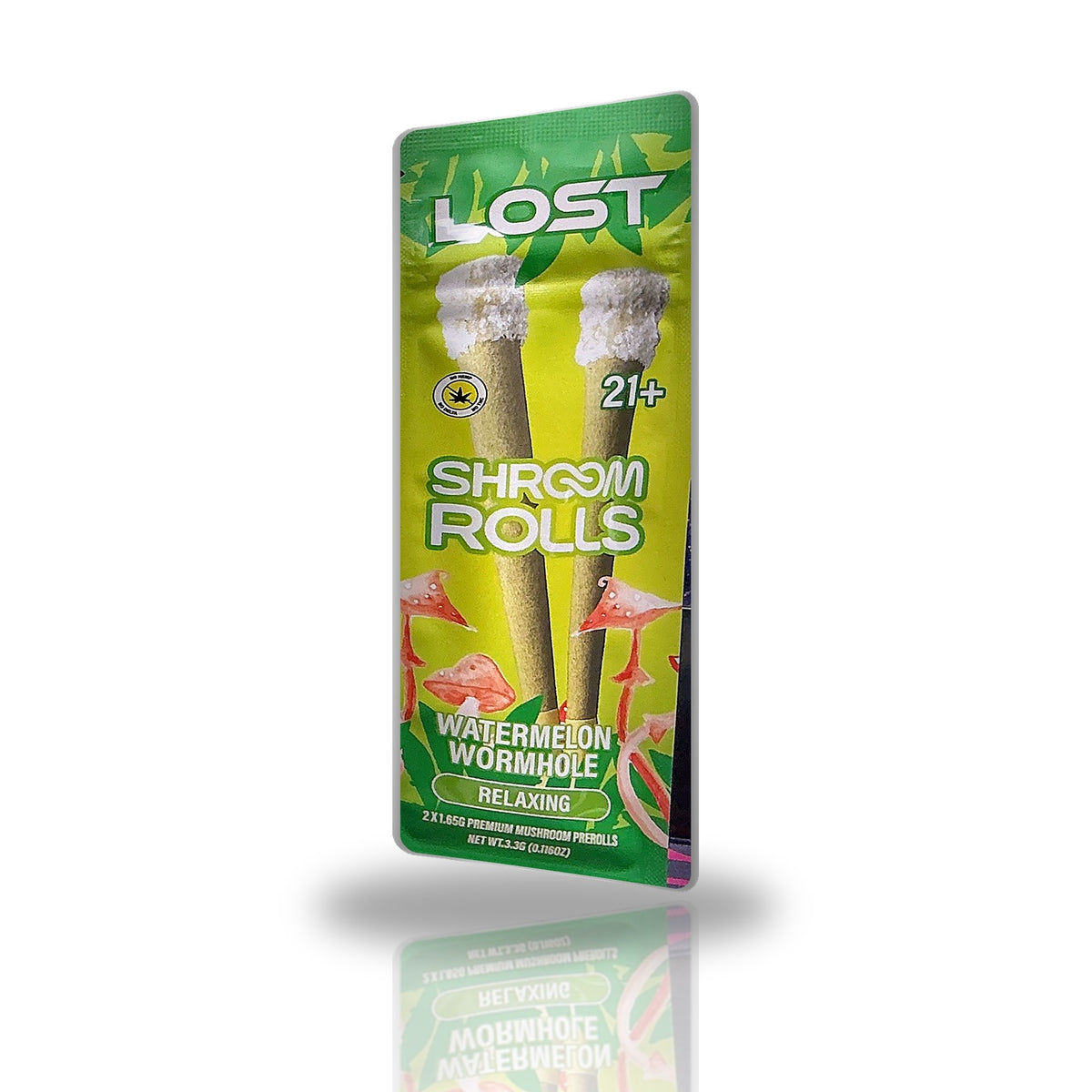 Lost Shroom Rolls Watermelon Wormhole mushroom pre-rolls 2ct pouch