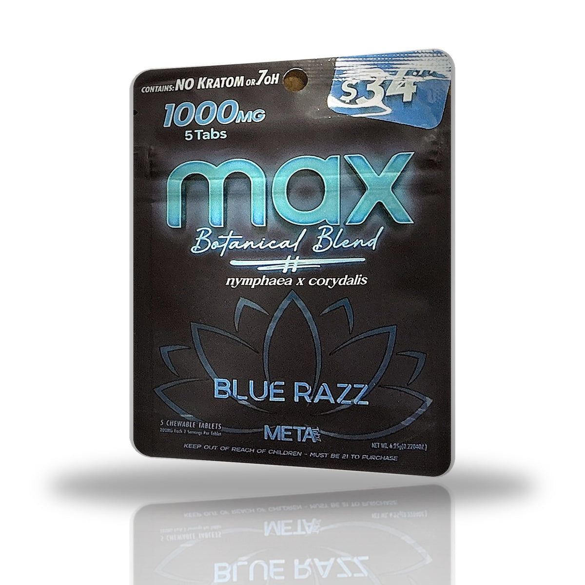 Meta Tabz Max Botanical Blend 1000MG tablets 5ct pouch, blue lotus x corydalis — Blue Razz