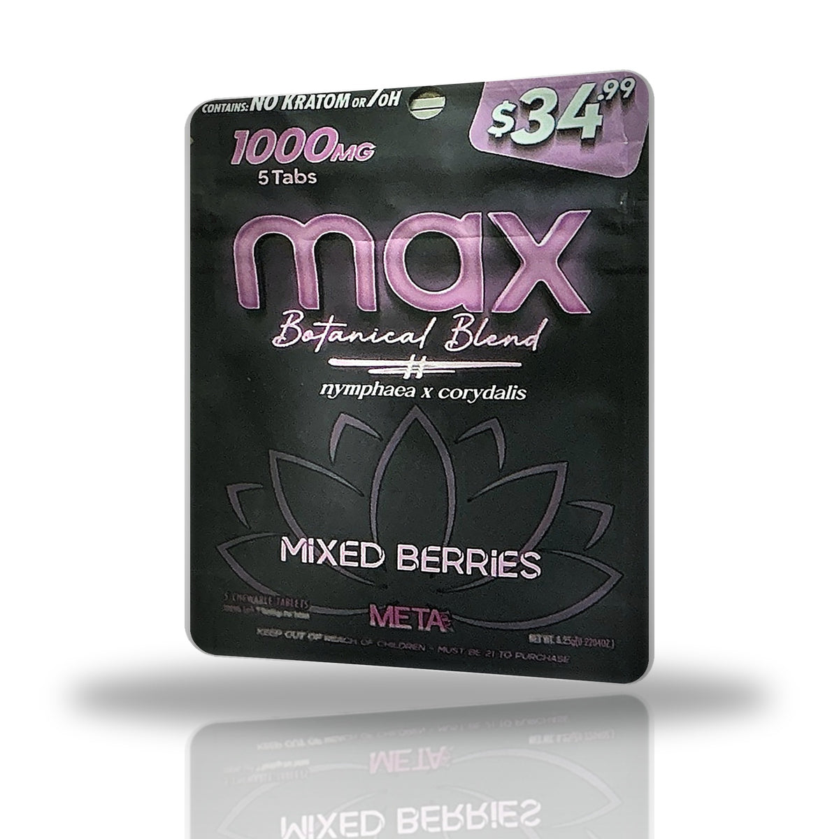 Meta Tabz Max Botanical Blend 1000MG tablets 5ct pouch, blue lotus x corydalis — Mixed Berries