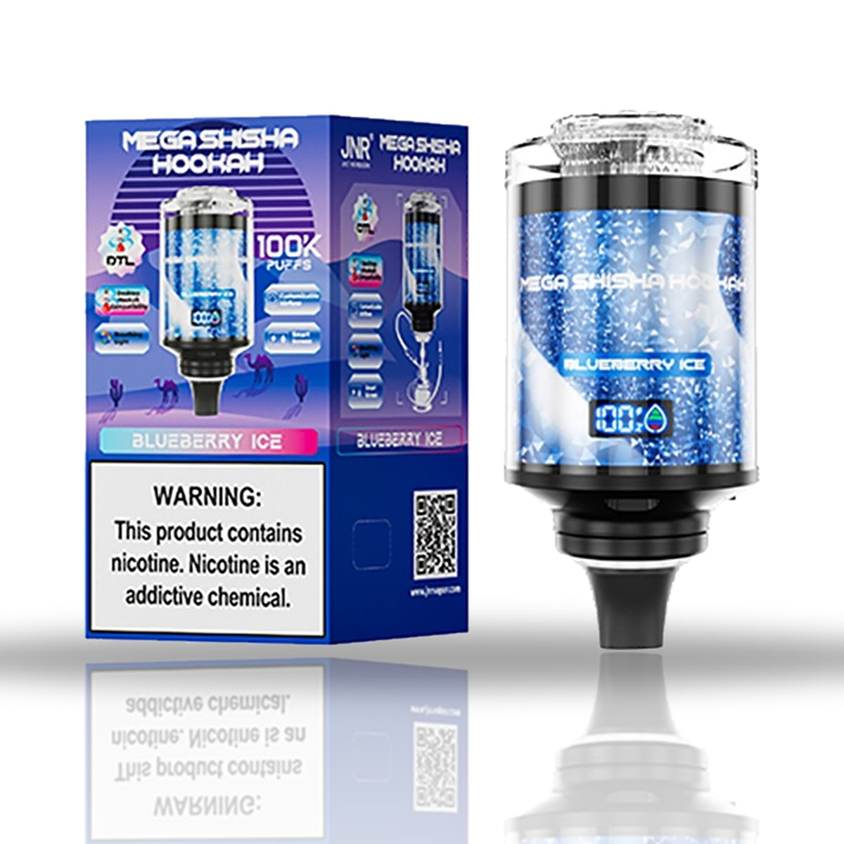JNR Mega Shisha Hookah 100K Disposable Hookah Vape — Blueberry Ice