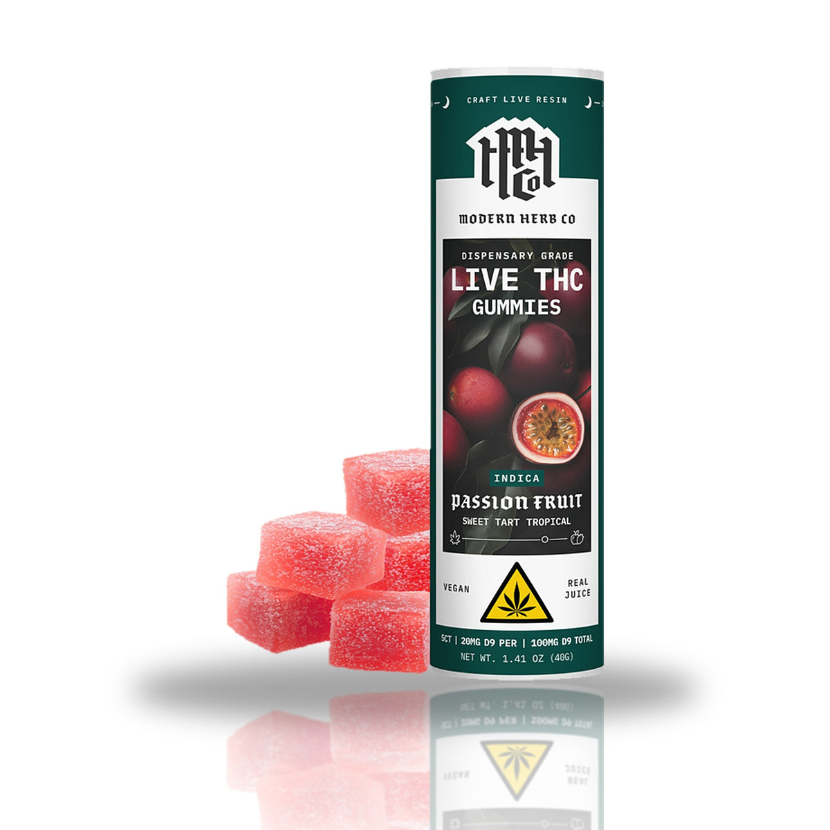 Modern Herb Co Live THC Gummies 5ct tube with gummies — Passion Fruit (Indica)