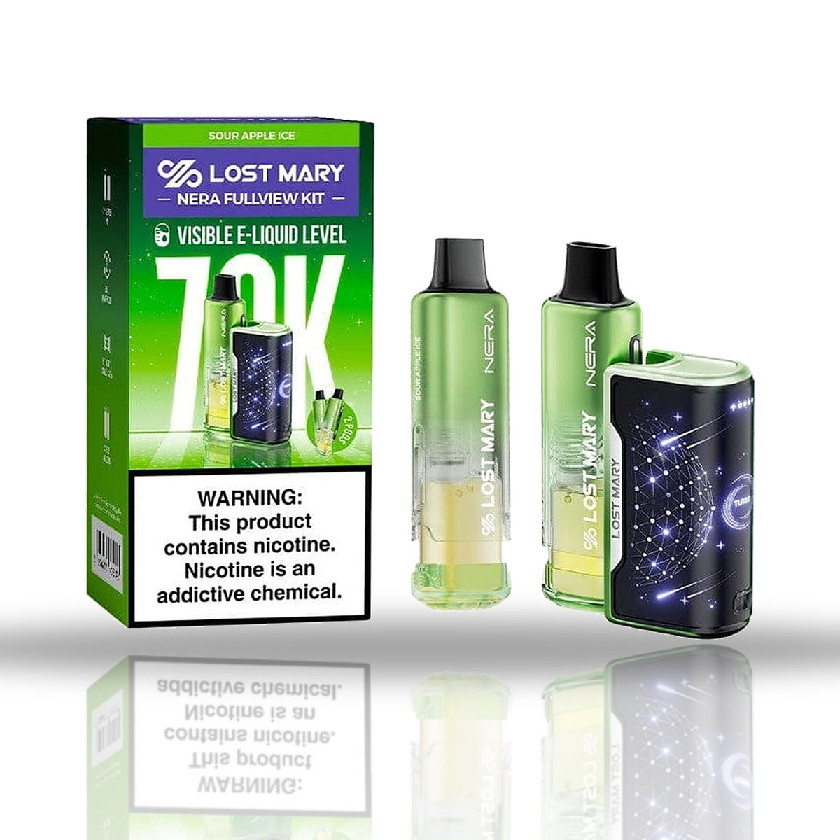 Sour Apple Ice — kit — Lost Mary NERA Fullview Kit 70K