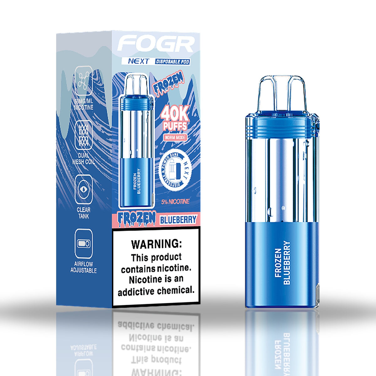 Frozen Blueberry — box & pod — Fogr Next 40K Pod