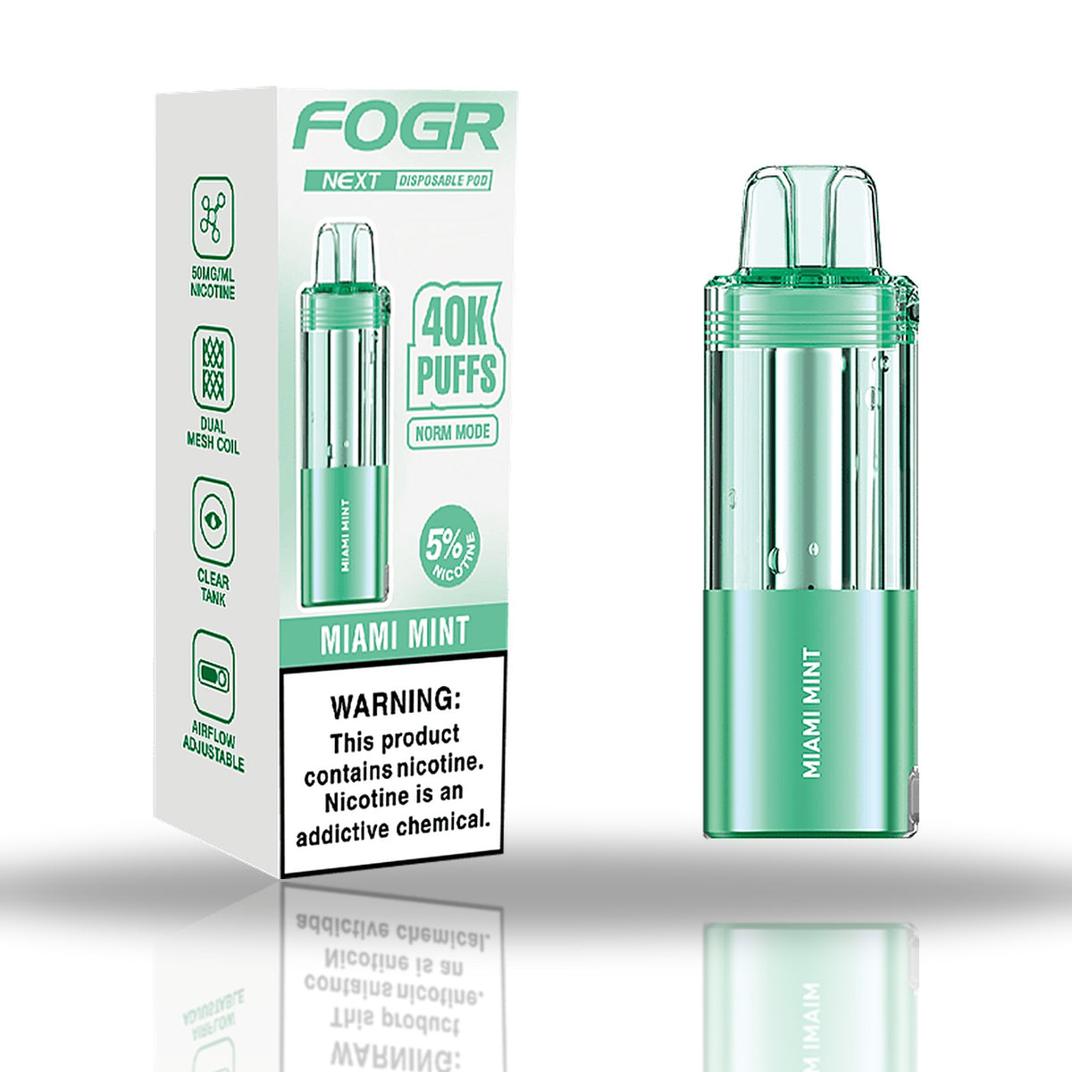 Miami Mint — box & pod — Fogr Next 40K Pod