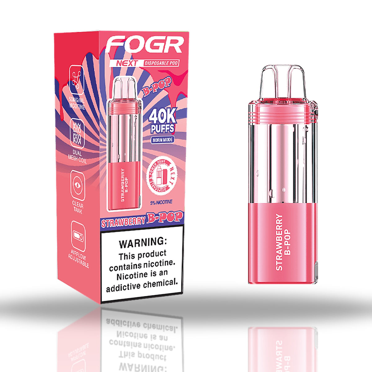 Strawberry B-Pop — box & pod — Fogr Next 40K Pod