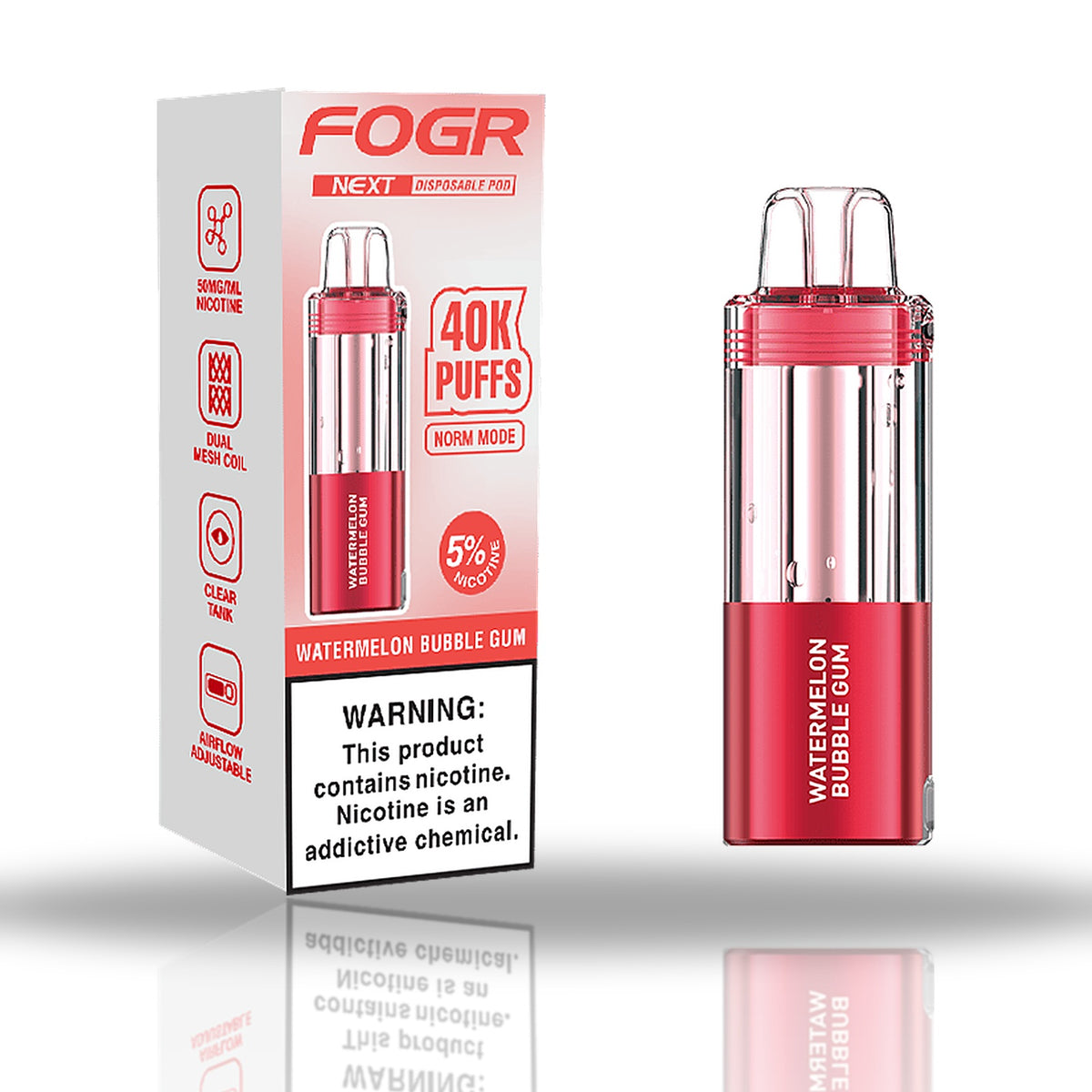 Watermelon Bubble Gum — box & pod — Fogr Next 40K Pod