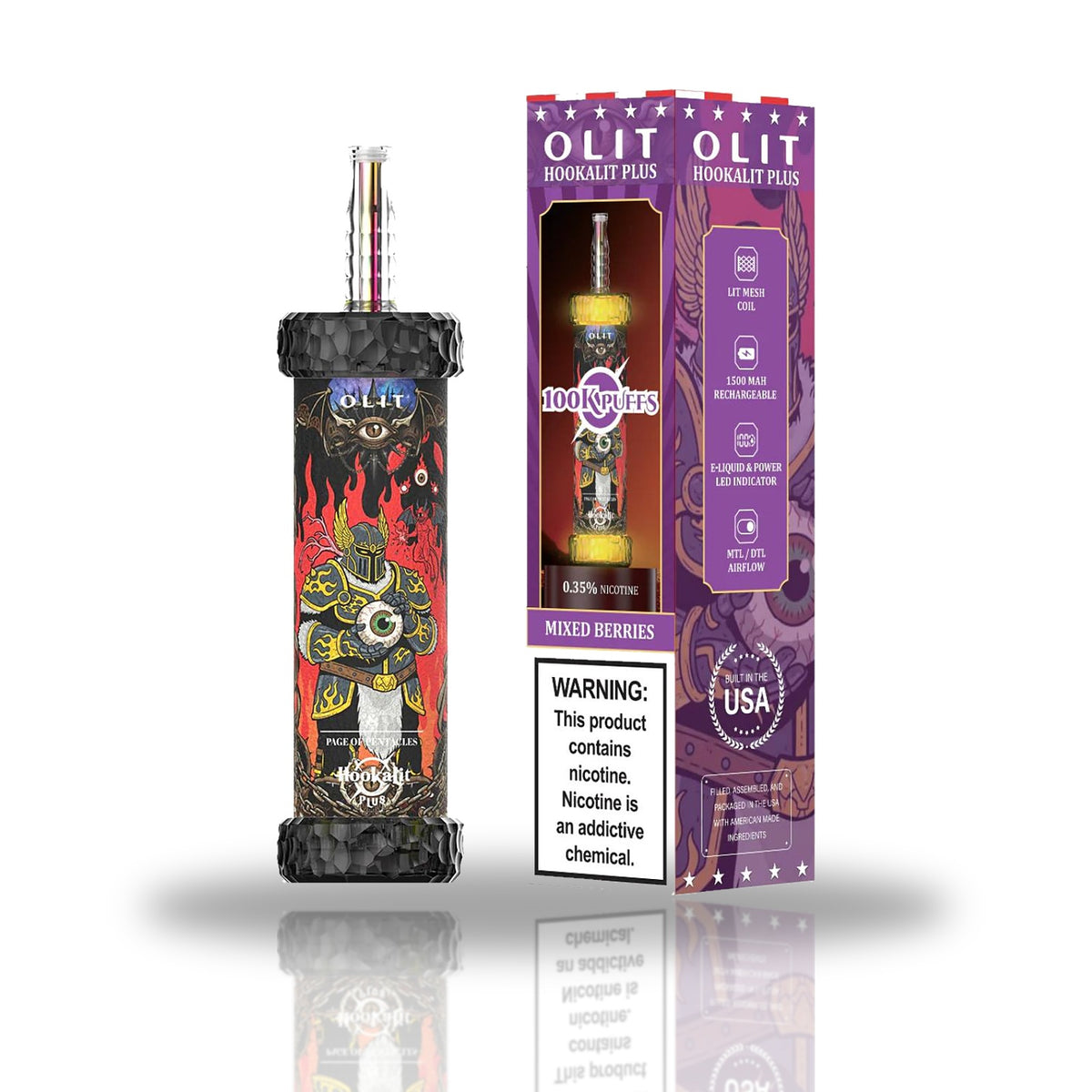 OLIT Hookalit Plus 100K Puffs Disposable Hookah Vape — Mixed Berries