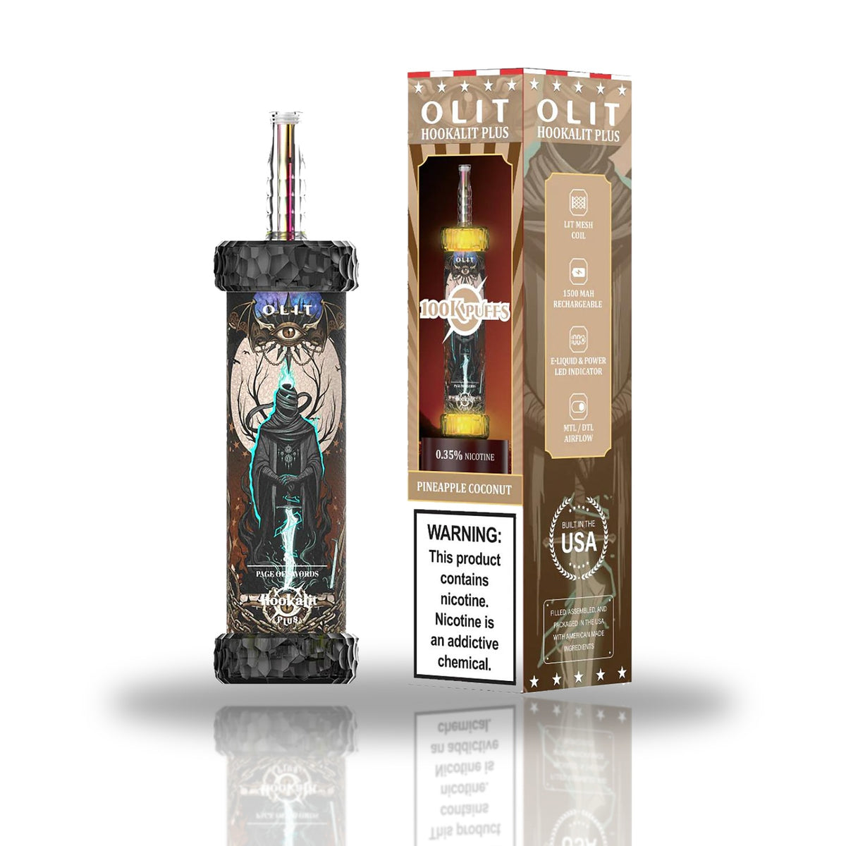 OLIT Hookalit Plus 100K Puffs Disposable Hookah Vape — Pineapple Coconut
