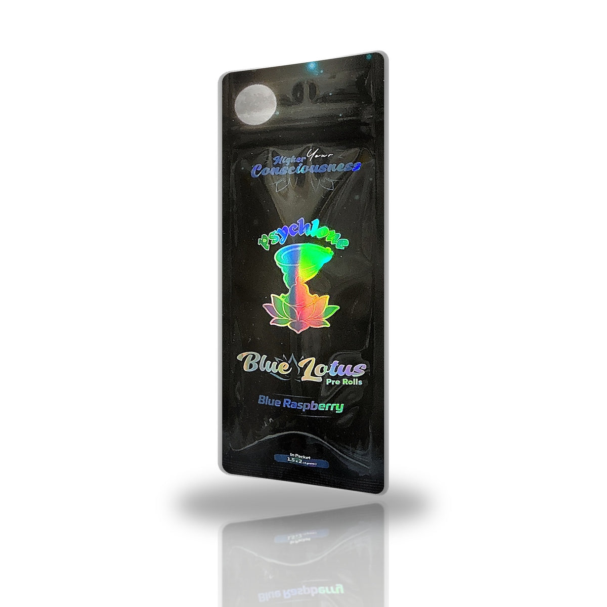 Higher Your Consciousness Psyclone Blue Raspberry blue lotus pre-rolls 2ct pouch