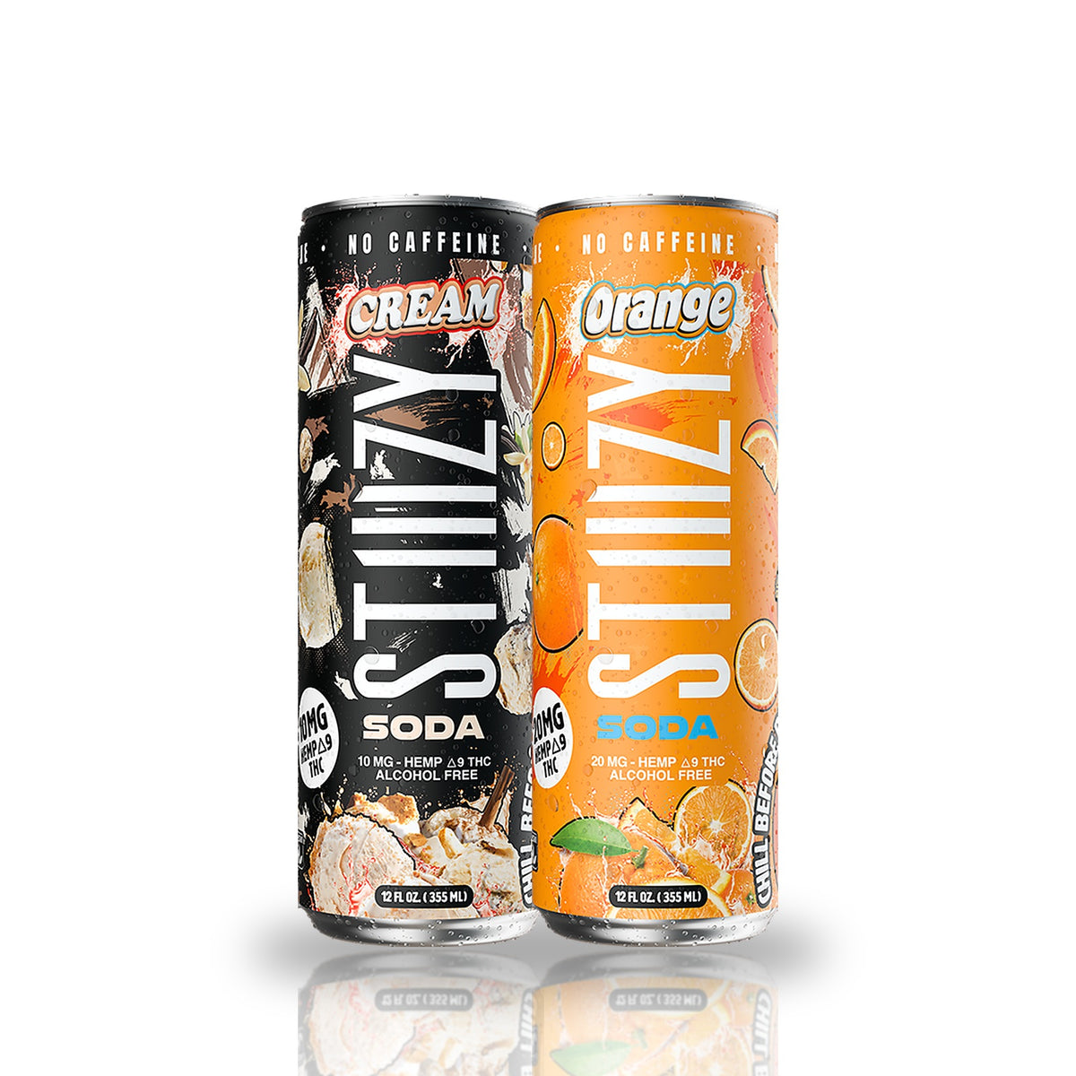 Stiiizy Delta 9 THC Soda — Cream 10MG and Orange 20MG 12oz cans