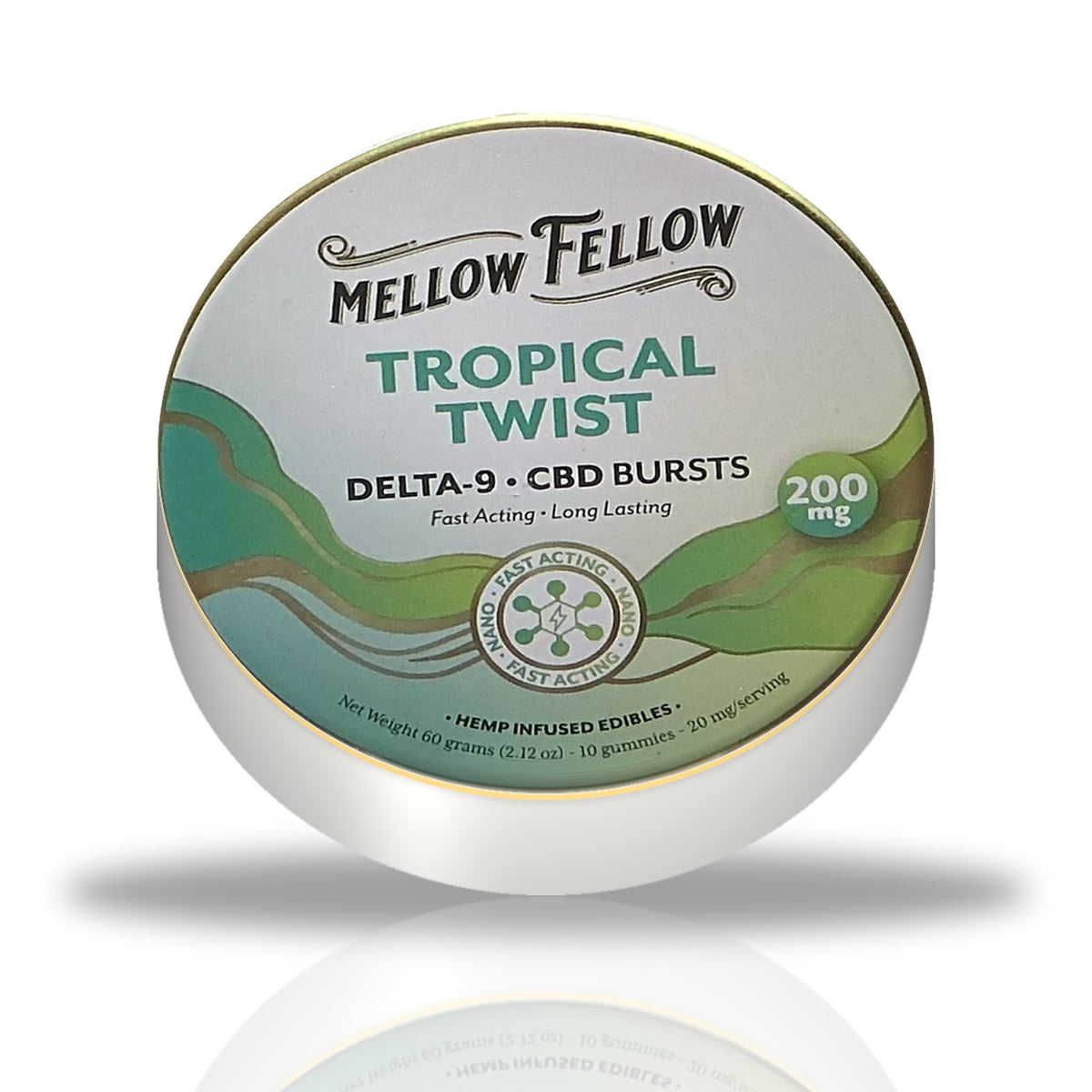 Mellow Fellow Delta-9 CBD Bursts 200MG gummies tin — Tropical Twist