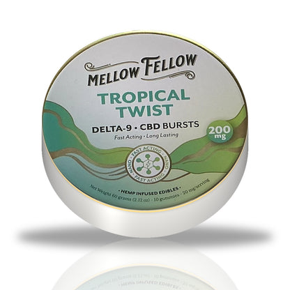 Mellow Fellow Delta-9 CBD Bursts 200MG gummies tin — Tropical Twist