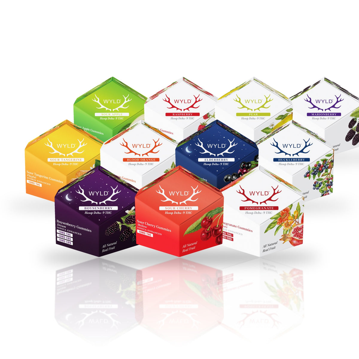 Wyld Delta-9 THC gummies 10ct box, 100MG per package — all 11 flavors
