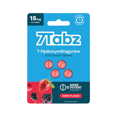 7Tabz 7-Hydroxymitragynine Kratom Extract Tablets (4x15MG) - close up detail