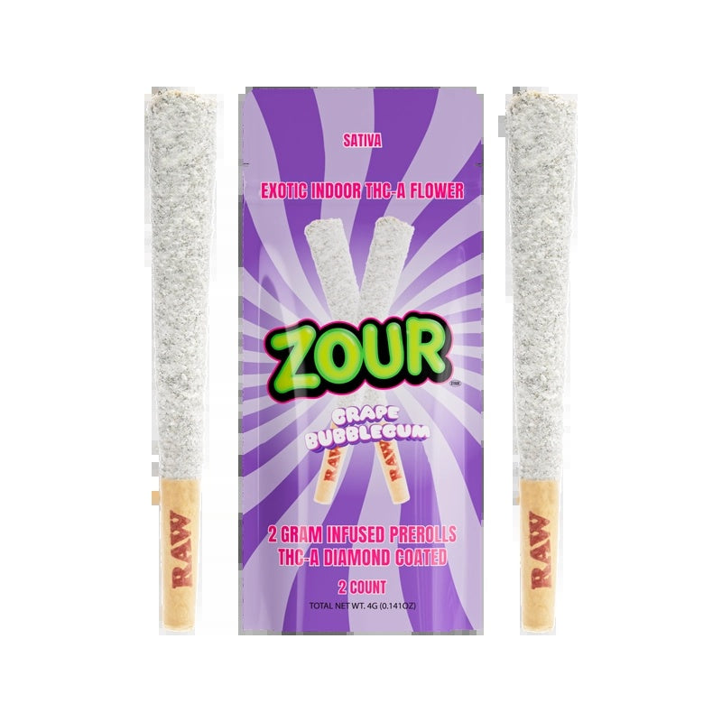 Zour Stash THC-A Diamond Coated 2 Gram Infused Prerolls(2 Count)