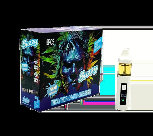 Buzzy 7 Gram Live Resin Disposable THCA+THCP - Side View