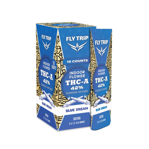 Fly Trip Indoor Flower THC-A 42% Diamond Infused Pre-Roll 3ct x 1.5G(4.5 Gram Total)
