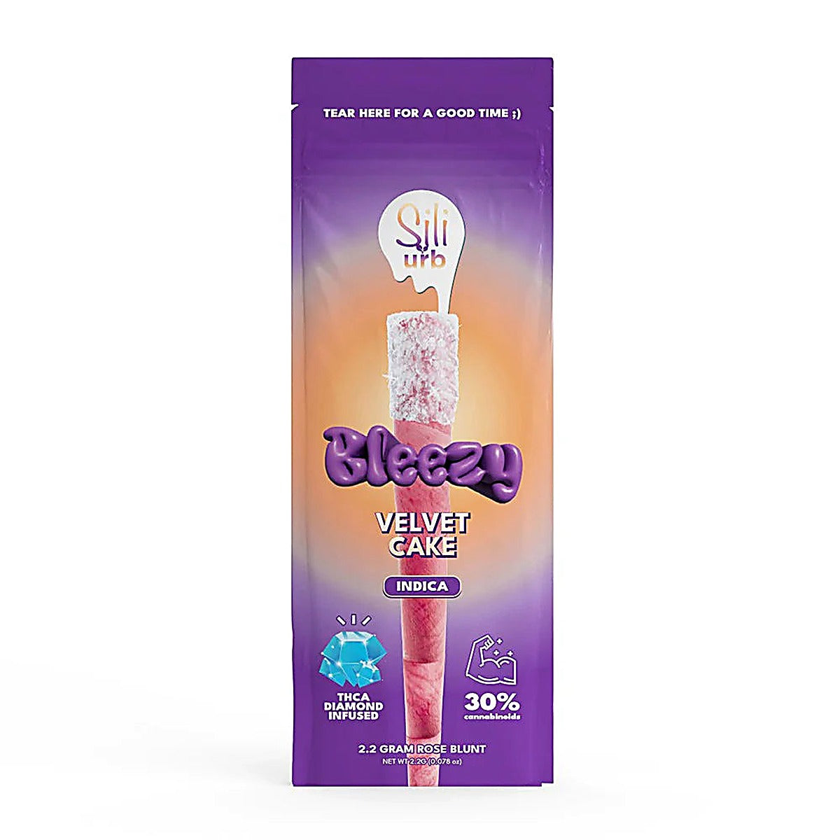 Bleezy THC-A Diamond Infused 2.2 Gram Rose Blunt Preroll - Side View