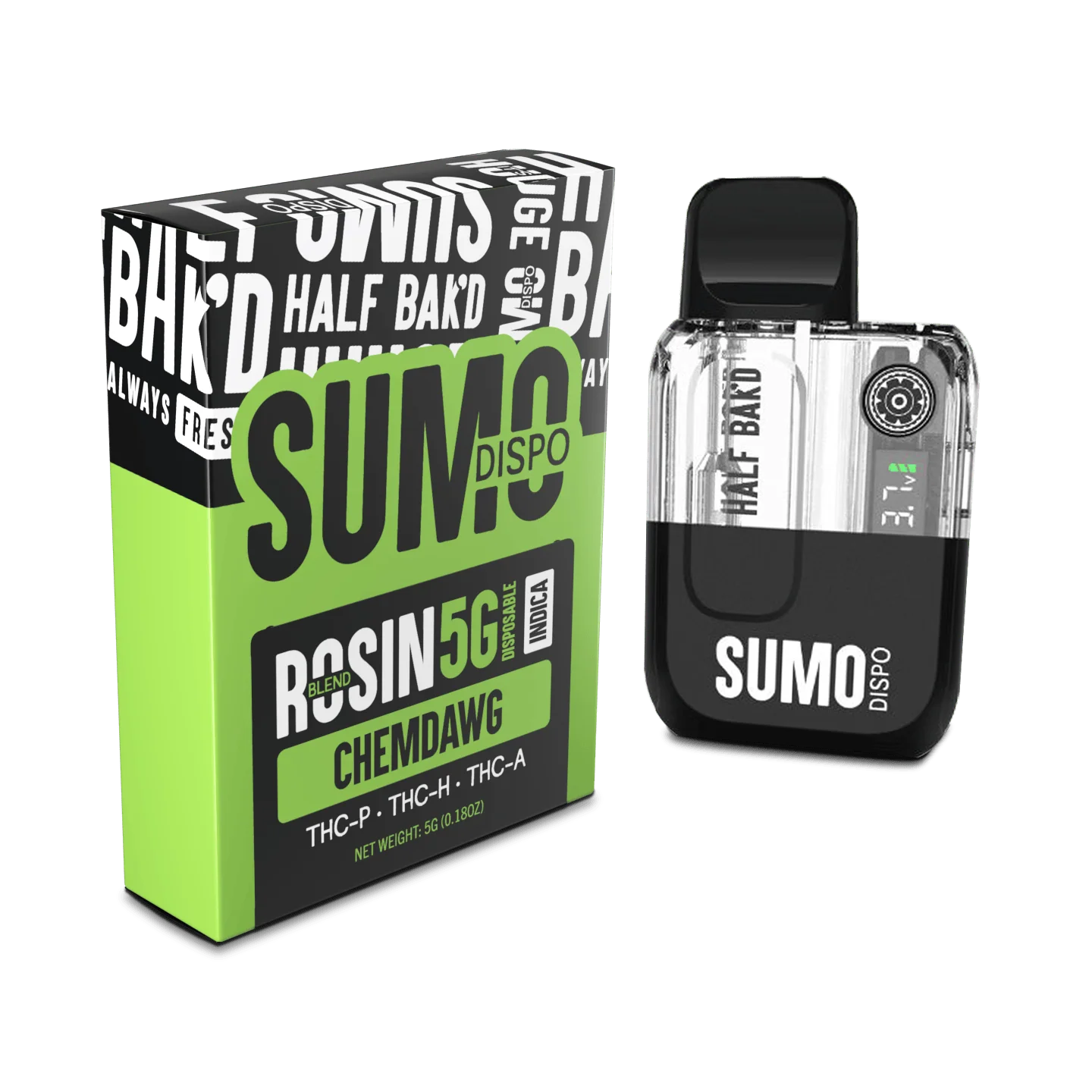 Half Bak'd SUMO Dispo Rosin Blend 5G Disposable - Detail View