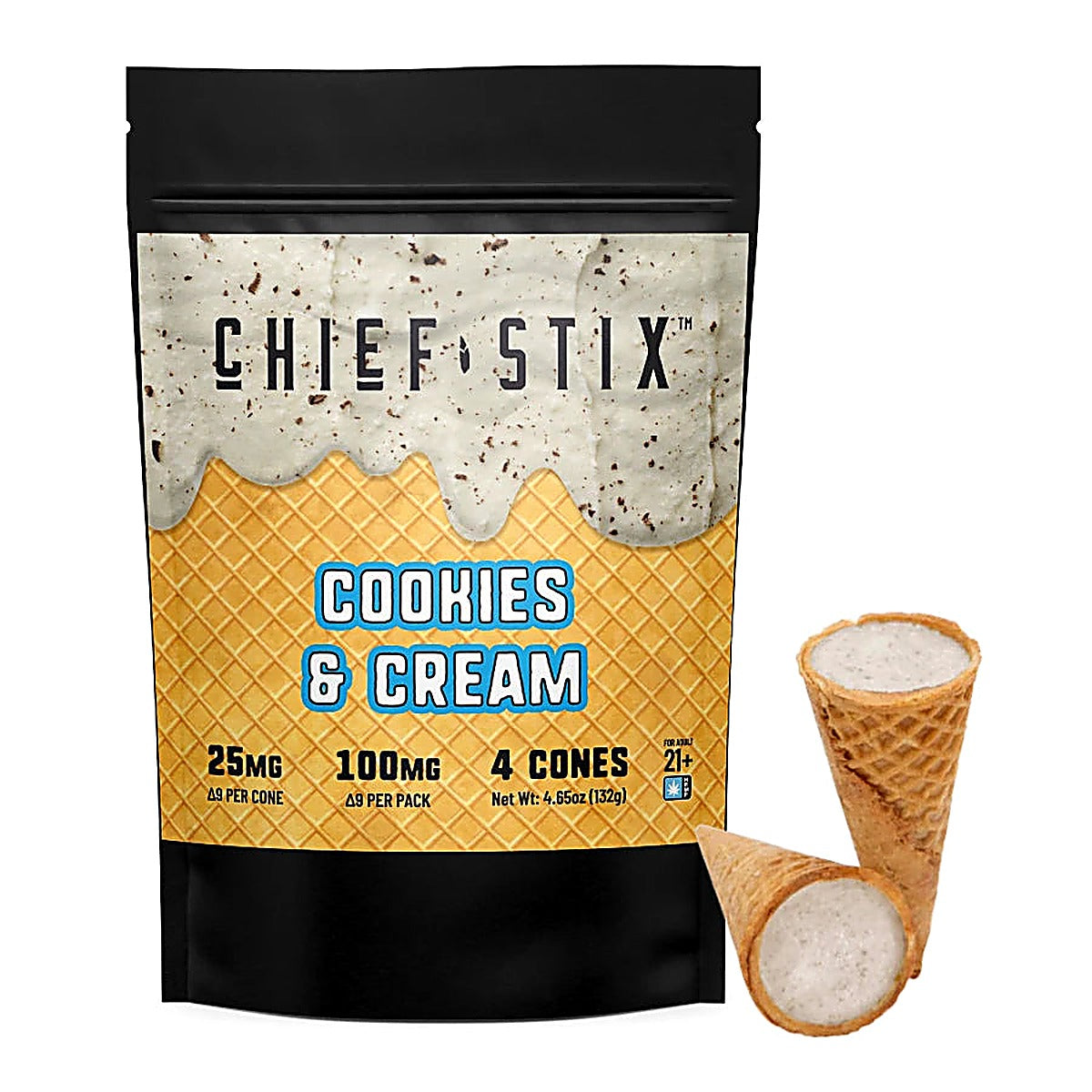 Chief Stix Delta 9 THC 25MG per Cone(4 Cones) - Detail View