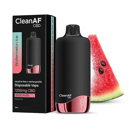 CleanAF CBD Disposable Vape 1200mg CBD nicotine free + rechargeable - Close-Up View