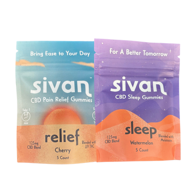 Sivan CBD Gummies 5ct Pack (Pain Relief Cherry / Sleep Watermelon)