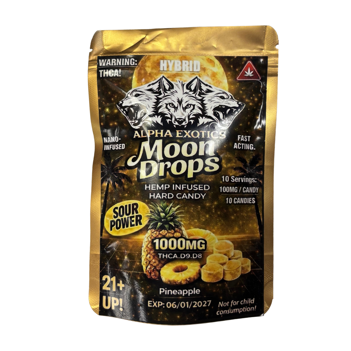 Alpha Exotics Moon Drops Hemp Infused Hard Candy 10pc (1,000MG)