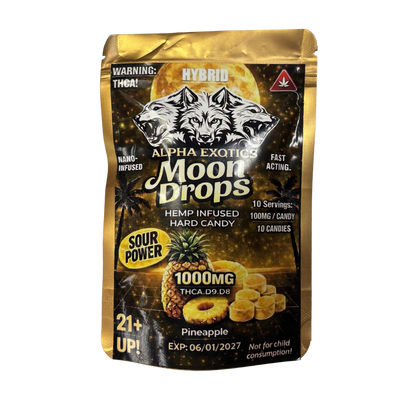 Alpha Exotics Moon Drops Hemp Infused Hard Candy 10pc (1,000MG)