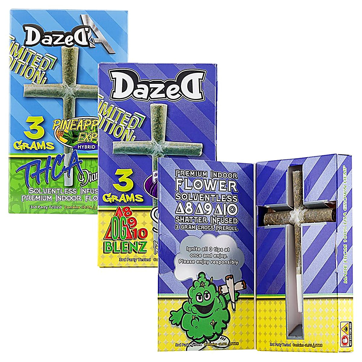 Dazed 3G THCA Diamonds Cross Joints - Side View
