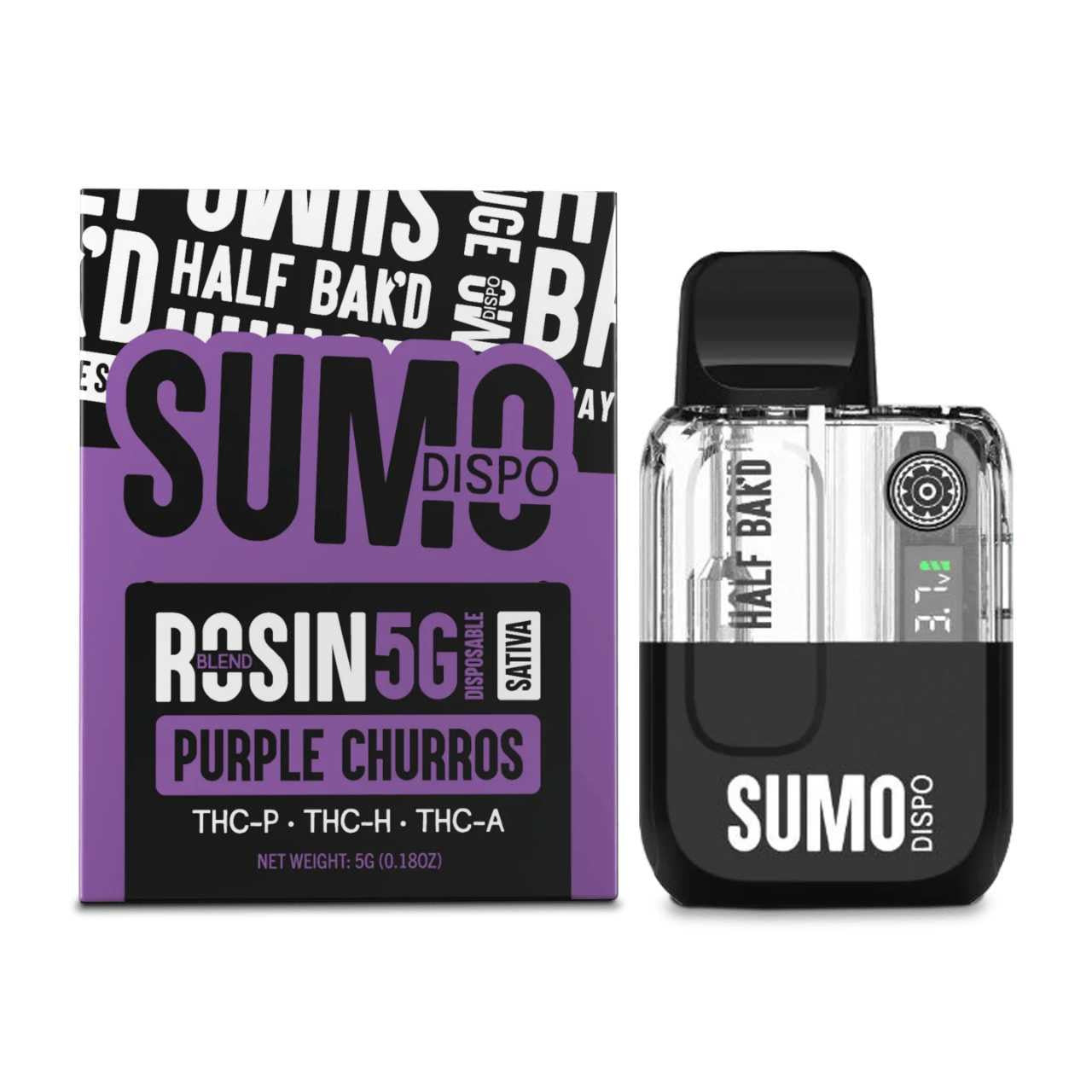 Half Bak'd SUMO Dispo Rosin Blend 5G Disposable - Close-Up View