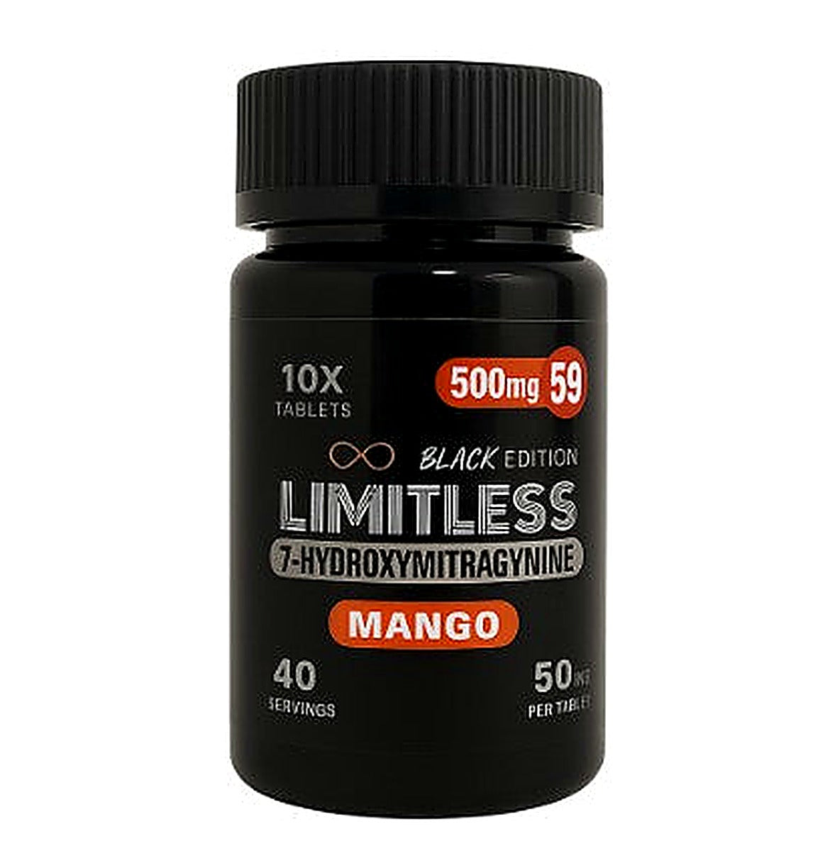 Limitless 7-Hydroxymitragynine 500MG 10 Count Black Edition(50MG Per Tablet) - Additional View
