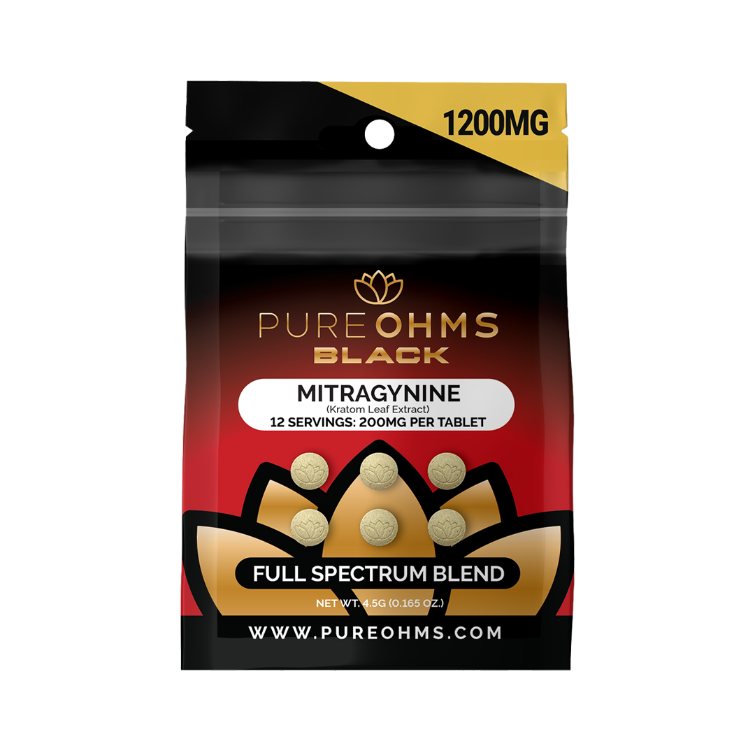 Pure Ohms Black 6x200mg Mitragynine Tablet - Full Spectrum (1200MG Total)