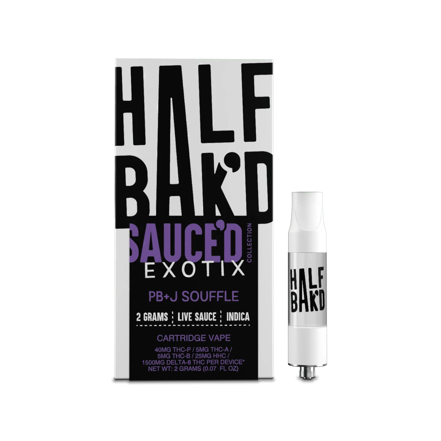 Half Bakd Sauced Exotix Live Sauce THCP 2g Cart