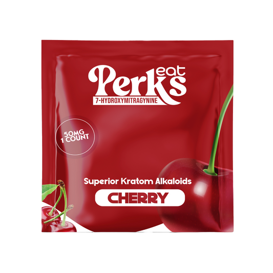 Eat Perks 7-Hydroxymitragynine 50MG 1 Count Superior Kratom Alkaloids - 1Pc Tablets Cherry