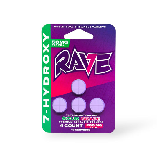 Rave 7-Hydroxymitragynine Premium Alkaloid Tablets 50MG Per Pill