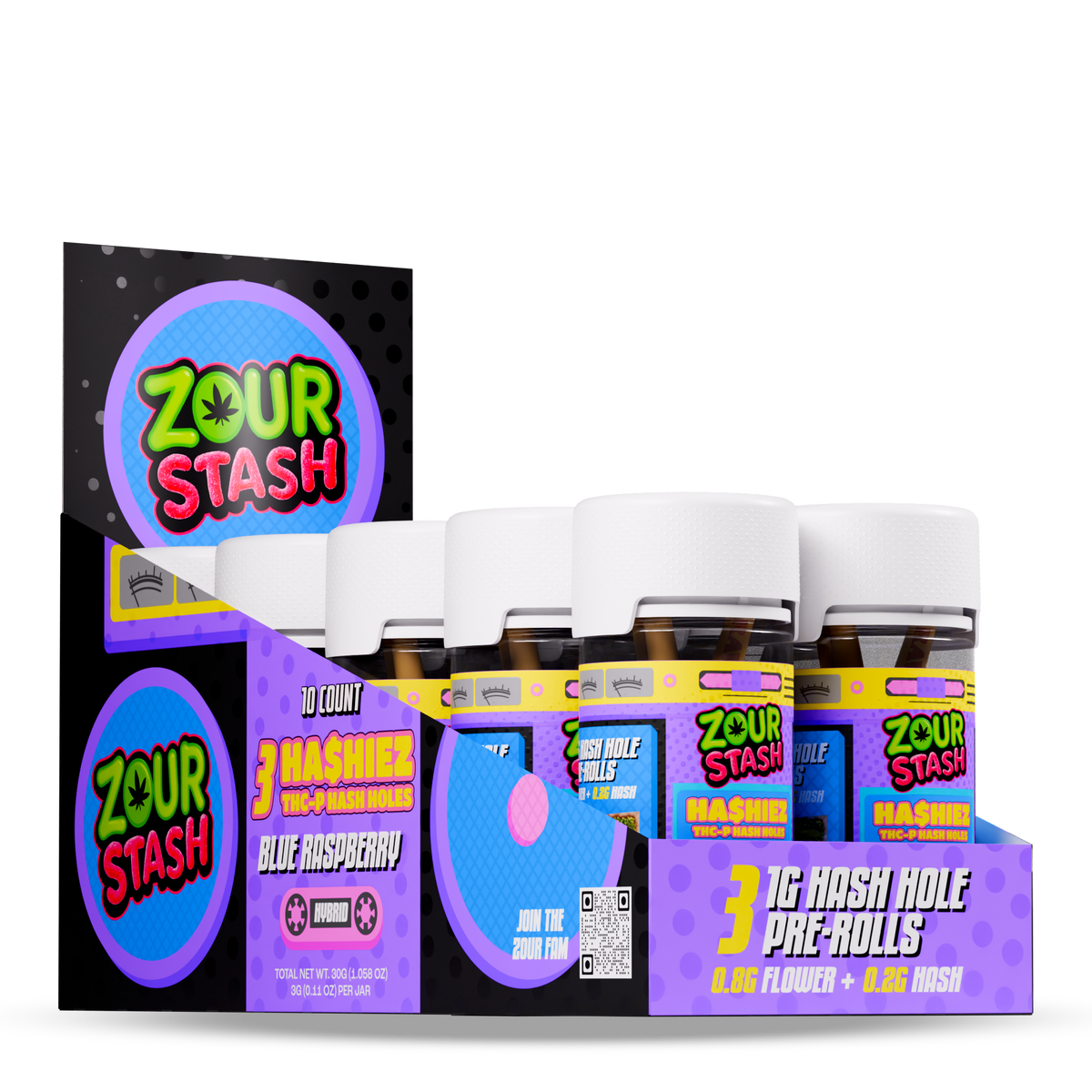 Zour Stash Ha$hiez (3ct / 1g THC-P Mini Hash Hole Prerolls)