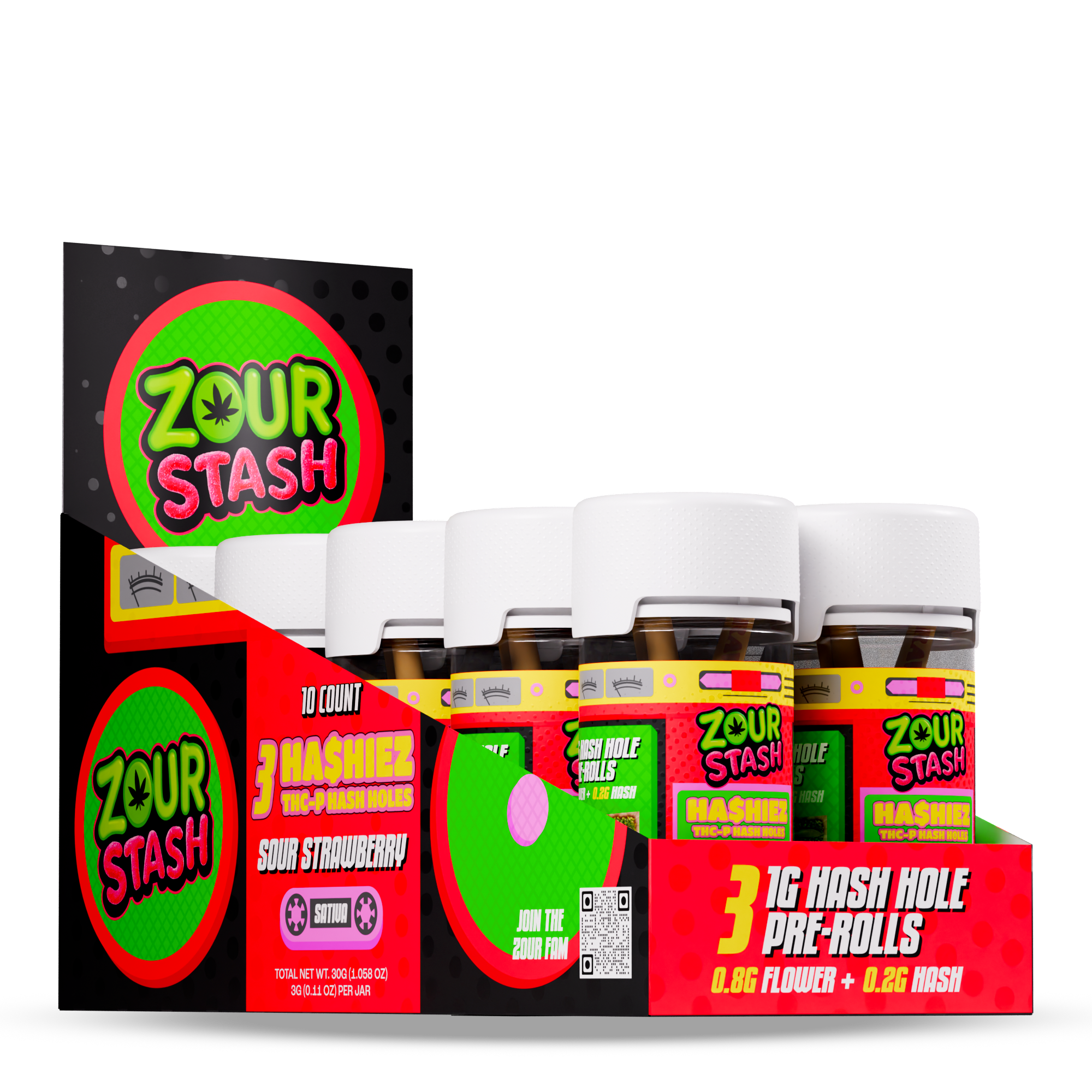 Zour Stash Ha$hiez (3ct / 1g THC-P Mini Hash Hole Prerolls)